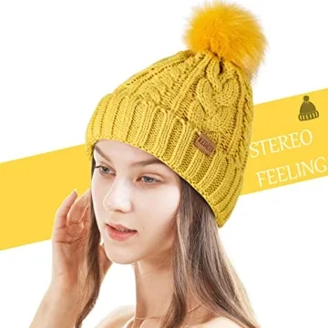 Warm REDESS Women Winter Pompom Beanie Hat