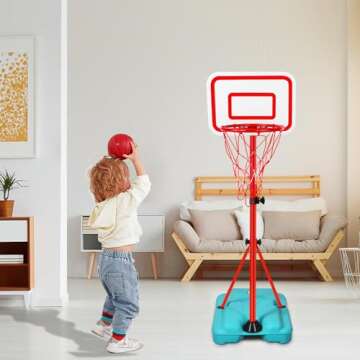 Kids Basketball Hoop Adjustable Height 2.9 ft-6.2 ft Toddler Basketball Hoop for Kids Indoor Outdoor...