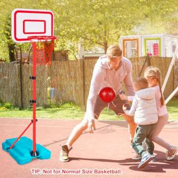 Kids Basketball Hoop Adjustable Height 2.9 ft-6.2 ft Toddler Basketball Hoop for Kids Indoor Outdoor Play Portable Basket Ball Goal Backyard Outside Toys for Boy Girl Age 2 3 4 5 6 7 8