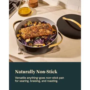 Caraway Rondeau - 6 Qt Non-Stick Pan with Lid - Free From Forever Chemicals - Perfect for Searing, Braising, & Roasting - Cream