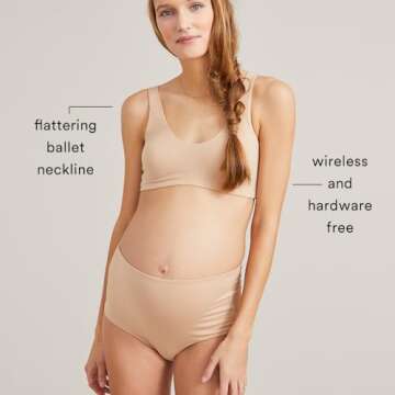 HATCH - The Skin to Skin Bra - Seamless Maternity Bra - Nursing-Friendly, Wireless, Comfortable Sleep Bra with Ballet Neckline - Soft, Stretchy Cotton Material - Sand