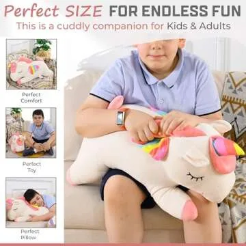 ZYSMALAT Unicorn Plush Pillow - 24" Weighted Cuddle Toy