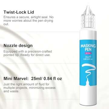 AUREUO Masking Fluid for Watercolor Painting - 25ml / 0.84 fl Oz Liquid Masking Fluid Pen Water Colo...