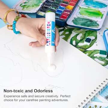 AUREUO Masking Fluid for Watercolor Painting - 25ml / 0.84 fl Oz Liquid Masking Fluid Pen Water Color Medium Art Supplies for Artists