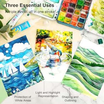 AUREUO Masking Fluid for Watercolor Painting - 25ml / 0.84 fl Oz Liquid Masking Fluid Pen Water Color Medium Art Supplies for Artists