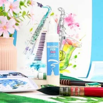 AUREUO Masking Fluid for Watercolor Painting - 25ml / 0.84 fl Oz Liquid Masking Fluid Pen Water Color Medium Art Supplies for Artists