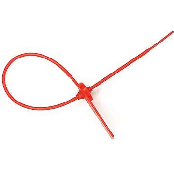 Middle Duty Security Plastic Seal with Metal Insert,Tags for Transportation Security,11 inch Length,Numbered,Red Color Package of 100.