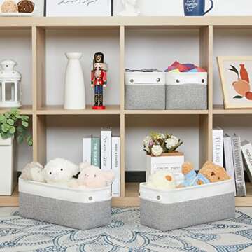 Bidtakay Small Bins for Organization Fabric Baskets for Toilet Paper Storage [4-Pack] Collapsible Na...