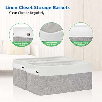 Bidtakay Small Bins for Organization Fabric Baskets for Toilet Paper Storage [4-Pack] Collapsible Narrow Baskets for Towels Socks Organizer Decorative Bins for Nursery Closet Cabinet -15x6x5.5In