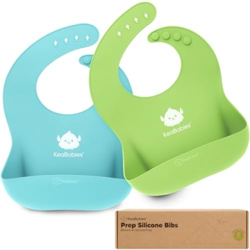 KeaBabies Silicone Bibs for Babies - Easy Clean & Safe