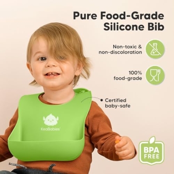 KeaBabies Silicone Bibs for Babies - Easy Clean & Safe
