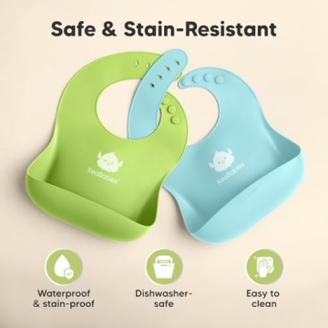 KeaBabies Silicone Bibs for Babies - Easy Clean & Safe