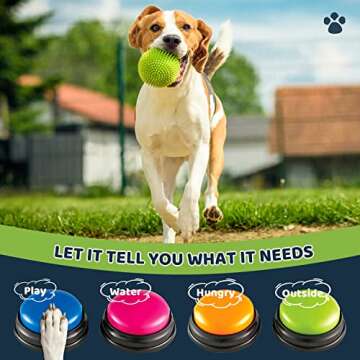 Aoresac Recordable Answer Buzzers 4 Pack, Talking Buttons for Pet Communication, 30 Seconds Recordable Buttons and Play The Dog Speaking Button Set, Perfect for Dog Pet Training Family Games