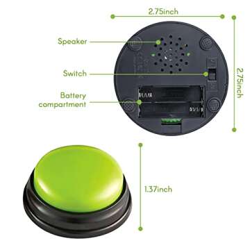 Aoresac Recordable Answer Buzzers 4 Pack, Talking Buttons for Pet Communication, 30 Seconds Recordable Buttons and Play The Dog Speaking Button Set, Perfect for Dog Pet Training Family Games