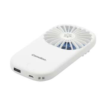 2-in-1 Portable Handheld Fan, USB Rechargeable with 3800 mAh Charger, Quiet Personal Fan, 2-Speed Pocket Fan, USB Cable and Lanyard Included, Ultra Lightweight and Compact, Suitable for Travel