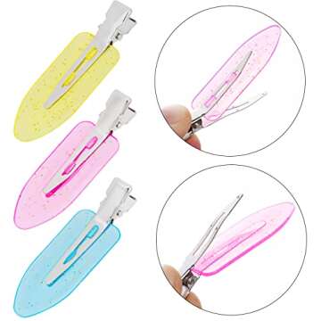 Wobe 24pcs Creaseless Hair Clips No Bend Hair Clips No Crease Hair Clip for Curl Hairstyle Bangs Makeup Application Hairdressing Hairpins Styling Clips for Salon Barber (Translucent Pink Blue Yellow)