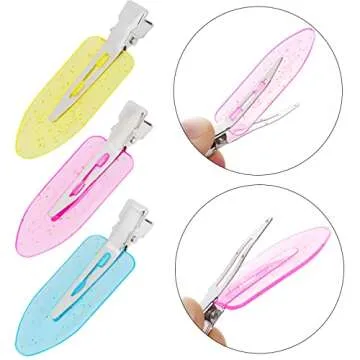 Wobe 24pcs Creaseless Hair Clips No Bend Hair Clips No Crease Hair Clip for Curl Hairstyle Bangs Makeup Application Hairdressing Hairpins Styling Clips for Salon Barber (Translucent Pink Blue Yellow)