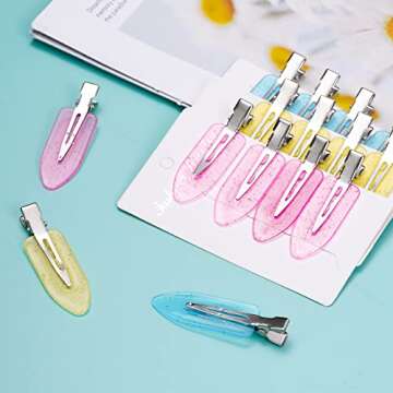 Wobe 24pcs Creaseless Hair Clips No Bend Hair Clips No Crease Hair Clip for Curl Hairstyle Bangs Makeup Application Hairdressing Hairpins Styling Clips for Salon Barber (Translucent Pink Blue Yellow)