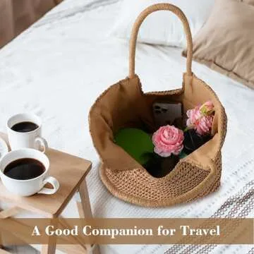 Straw Beach Bags for Women - Summer Woven Tote Bag Shoulder Handbags, Beach Bag for Women for Holiday