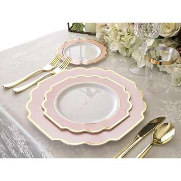 " OCCASIONS " 50 Plates Pack (25 Guests)-Heavyweight Wedding Party Disposable Plastic Plate Set -(25...