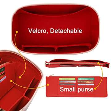 Doxo Purse Organizer Insert for Handbags & Base Shaper Combination,Tote Bag Organizer Insert with 6 ...