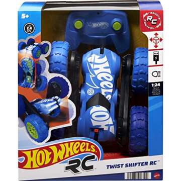 Hot Wheels RC Twist Shifter, 1:24 Scale Remote-Control Vehicle with Working Headlights & Rechargeable Remote