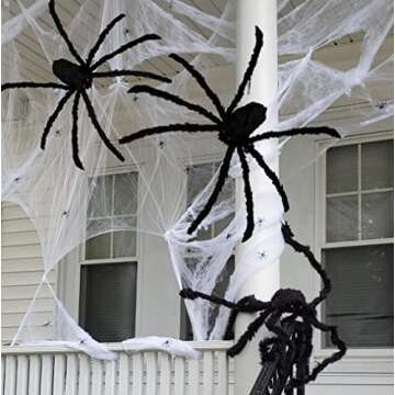 Halloween Decorations Big Spider 4.9 Ft Black Soft Hairy Scary Spider Fake Large Pops for Halloween Outdoor Yard Party