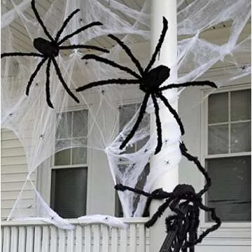 Halloween Decorations Big Spider 4.9 Ft Black Soft Hairy Scary Spider Fake Large Pops for Halloween Outdoor Yard Party