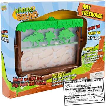 Nature Bound Toys Ant Treehouse Habitat Kit with Sand, Connector Tube, Feeding Stick & Insect Instru...