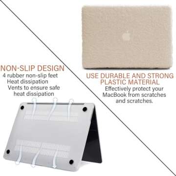 GABraden Compatible with MacBook Air 13 inch Case,2018-2020Release(A2337 M1 A2179 A1932) with Touch ID & 2 Pack Keyboard Protectors,Faux Skin Plush Design Laptop Hard Shell（Beige Plush）