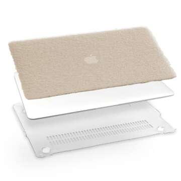 GABraden Compatible with MacBook Air 13 inch Case,2018-2020Release(A2337 M1 A2179 A1932) with Touch ID & 2 Pack Keyboard Protectors,Faux Skin Plush Design Laptop Hard Shell（Beige Plush）