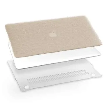 GABraden Compatible with MacBook Air 13 inch Case,2018-2020Release(A2337 M1 A2179 A1932) with Touch ID & 2 Pack Keyboard Protectors,Faux Skin Plush Design Laptop Hard Shell（Beige Plush）