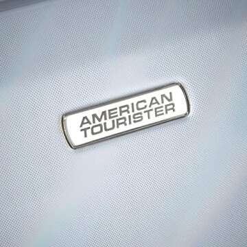 American Tourister Moonlight Hardside Expandable Luggage with Spinner Wheels, Iridescent White, Checked-Medium 24-Inch