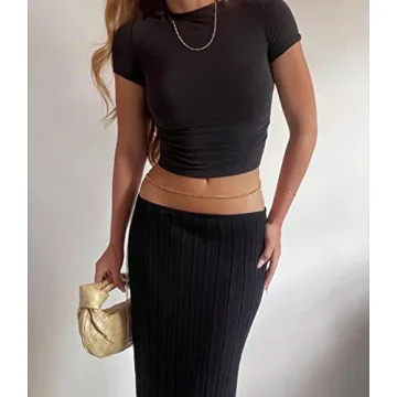 Stylish Meladyan Women High Waist Knit Maxi Skirt