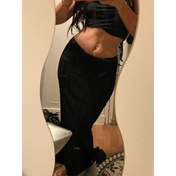 Stylish Meladyan Women High Waist Knit Maxi Skirt