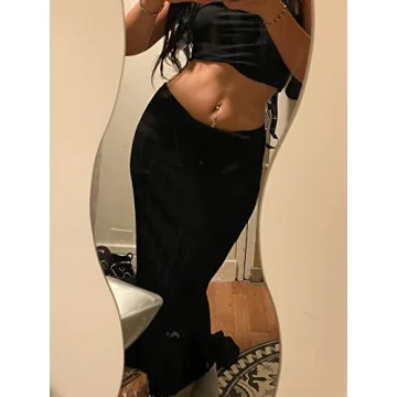 Stylish Meladyan Women High Waist Knit Maxi Skirt