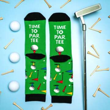Lavley Par Tee Golf Socks - Funny Christmas Gift for Golfers - Unisex One Size for Men and Women