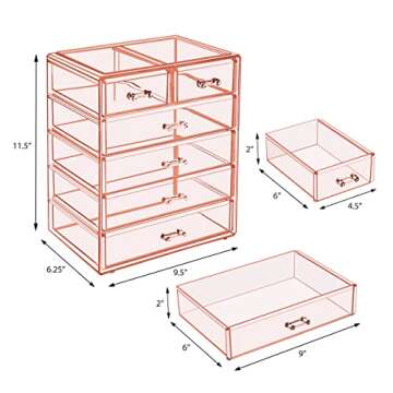 Sorbus Acrylic Makeup Organizer - Organization and Storage Case for Cosmetics Make Up & Jewelry - Bi...