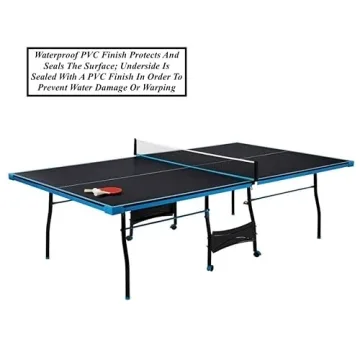 Black Blue Folding Rolling Table Tennis Table for Indoor Fun