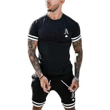 Men's Casual 2 Piece Summer Sport Set with T-Shirt