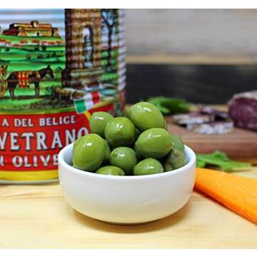 Partanna Whole Castelvetrano Olives - Authentic Sicilian - Product Of Italy - Premium Handpicked Imported Italian Olives Great For Every Occasion- 5.5 LB (88oz) Can