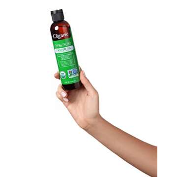 Cliganic USDA Organic Castor Oil, 100% Pure (8oz with Eyelash Kit) - For Eyelashes, Eyebrows, Hair & Skin | Natural Cold Pressed Unrefined Hexane-Free