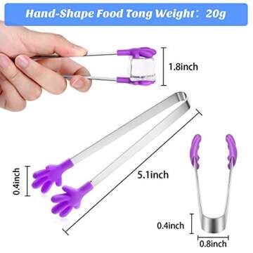 8 Small Silicone Serving Tongs & Cartoon Toothpicks
