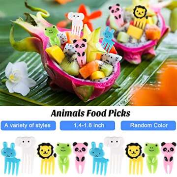 8 Small Silicone Serving Tongs & Cartoon Toothpicks