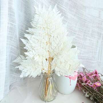 GHY Decor 10 Stems Dried Fern Leaves Real Natural Bleached White Fern Leaves - Fulfilled by Amazon