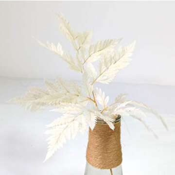 GHY Decor 10 Stems Dried Fern Leaves Real Natural Bleached White Fern Leaves - Fulfilled by Amazon