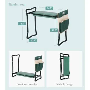 LUCKYERMORE Garden Kneeler and Seat Heavy Duty Gardening Bench for Kneeling and Sitting Folding Garden Stools with Tool Pouch and Kneeling Pad