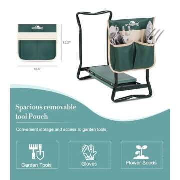 LUCKYERMORE Garden Kneeler and Seat Heavy Duty Gardening Bench for Kneeling and Sitting Folding Garden Stools with Tool Pouch and Kneeling Pad