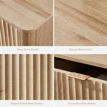 mopio Brooklyn Night Stand, Modern Farmhouse Nightstand, Small Side, Bedside Table with Drawer, End Table with Storage, Fluted Panel, Curved Profile (Golden Oak, Single)