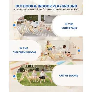 Pikler Triangle Set for kids, 8 in 1 Colorful Montessori Large Climbing Toys for Toddlers 1-6 Inside with Ramp, Arch and Foldable Climbing Triangle, Climbing Toys, Wooden Child Indoor Playground